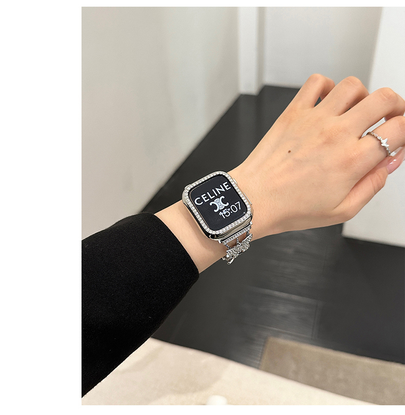 蝴蝶細鑽金屬錶帶apple watch