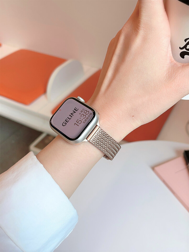 高級小眾金屬磁吸麥穗錶帶適用apple watch