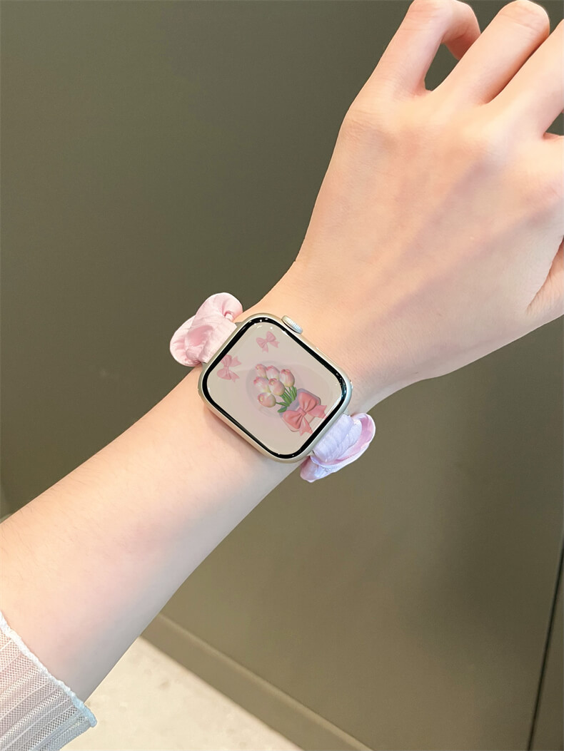 夏天透氣大腸髮圈錶帶適用apple watch