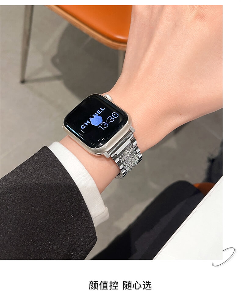 《滿天星》奢華鑲鑽金屬錶帶適用apple watch