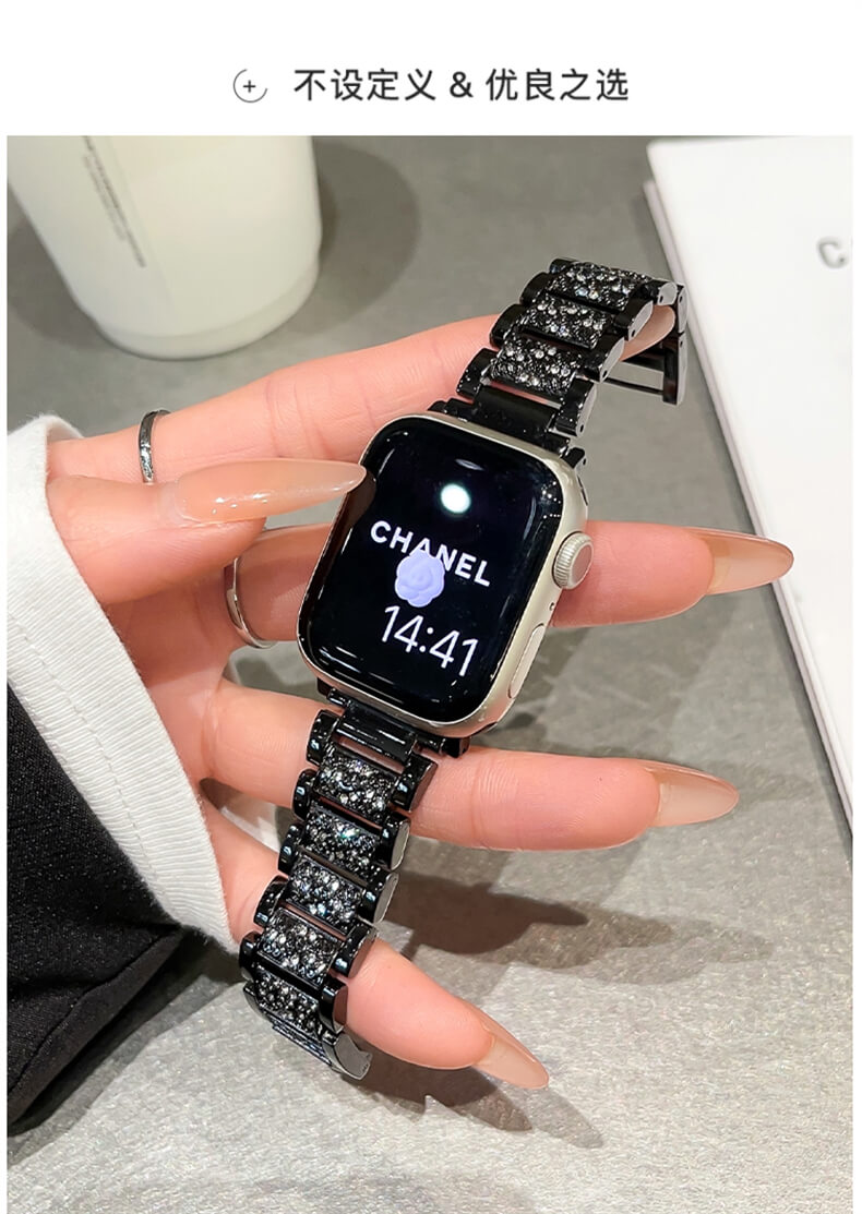 《滿天星》奢華鑲鑽金屬錶帶適用apple watch