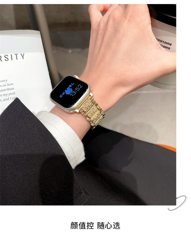 《滿天星》奢華鑲鑽金屬錶帶適用apple watch