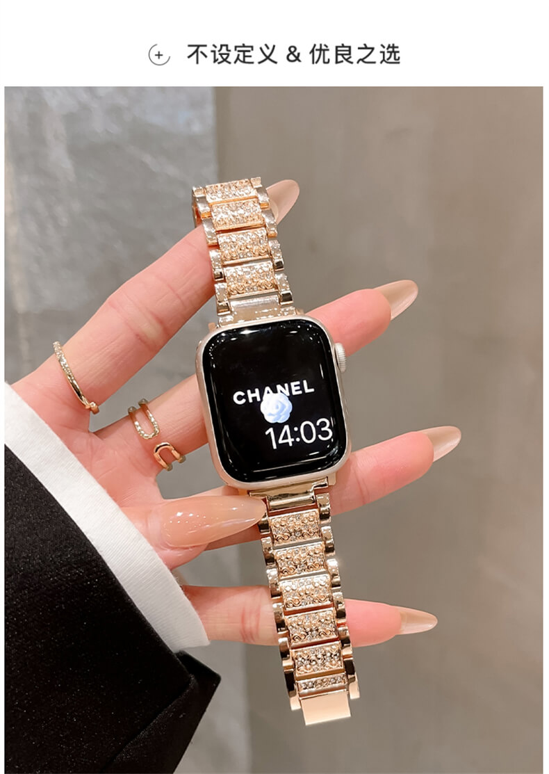 《滿天星》奢華鑲鑽金屬錶帶適用apple watch