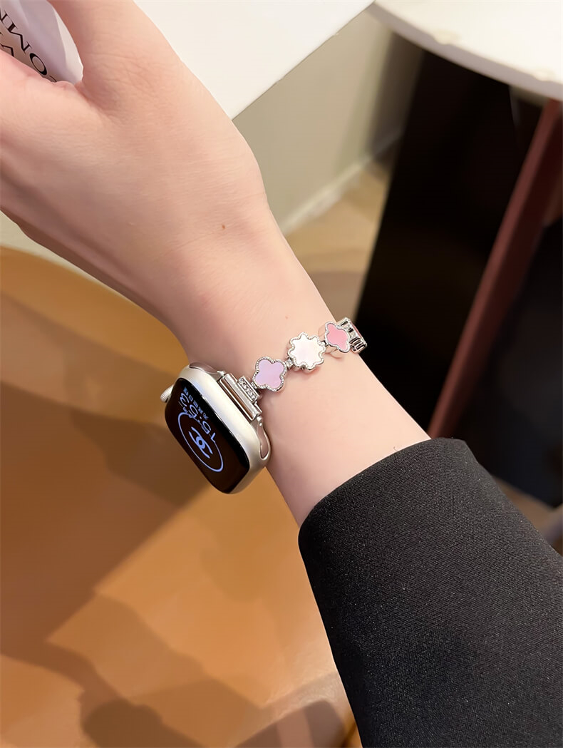 四葉草貝母鏈條錶帶適用apple watch