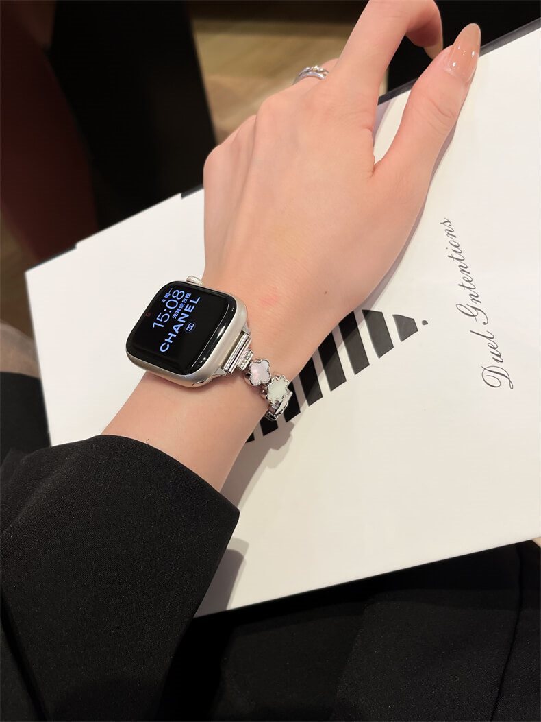 四葉草貝母鏈條錶帶適用apple watch