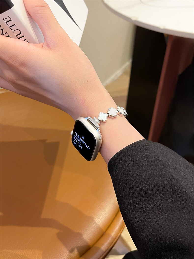 四葉草貝母鏈條錶帶適用apple watch