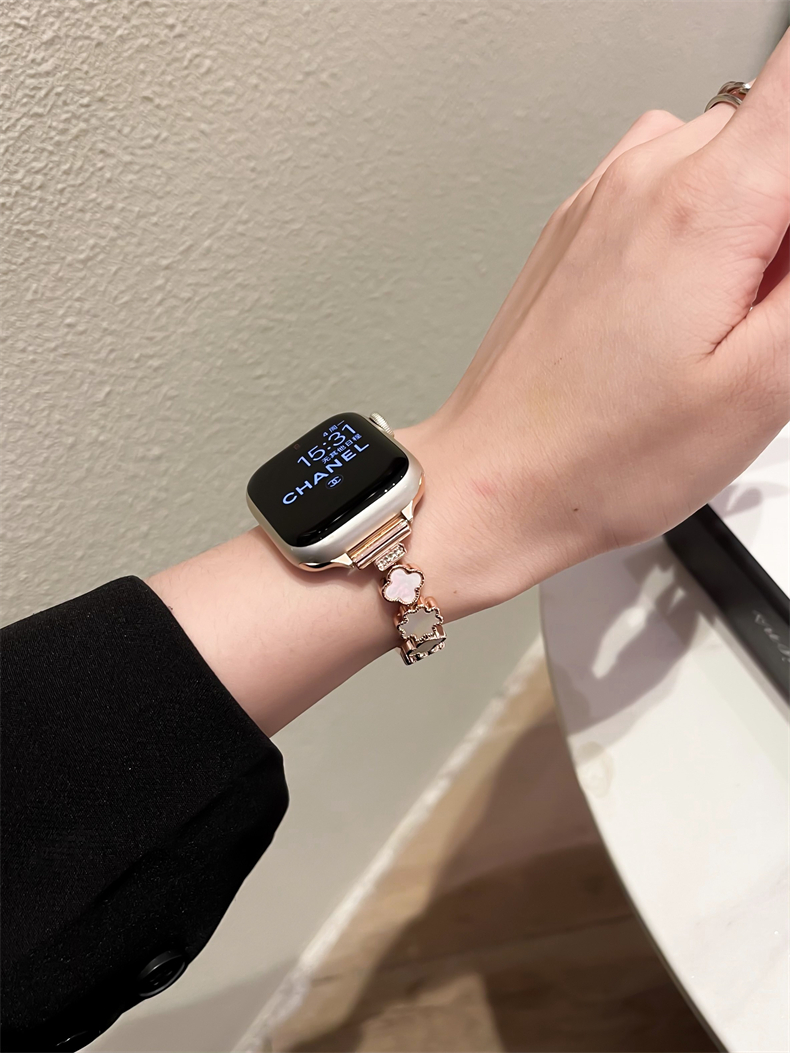 四葉草貝母鏈條錶帶適用apple watch