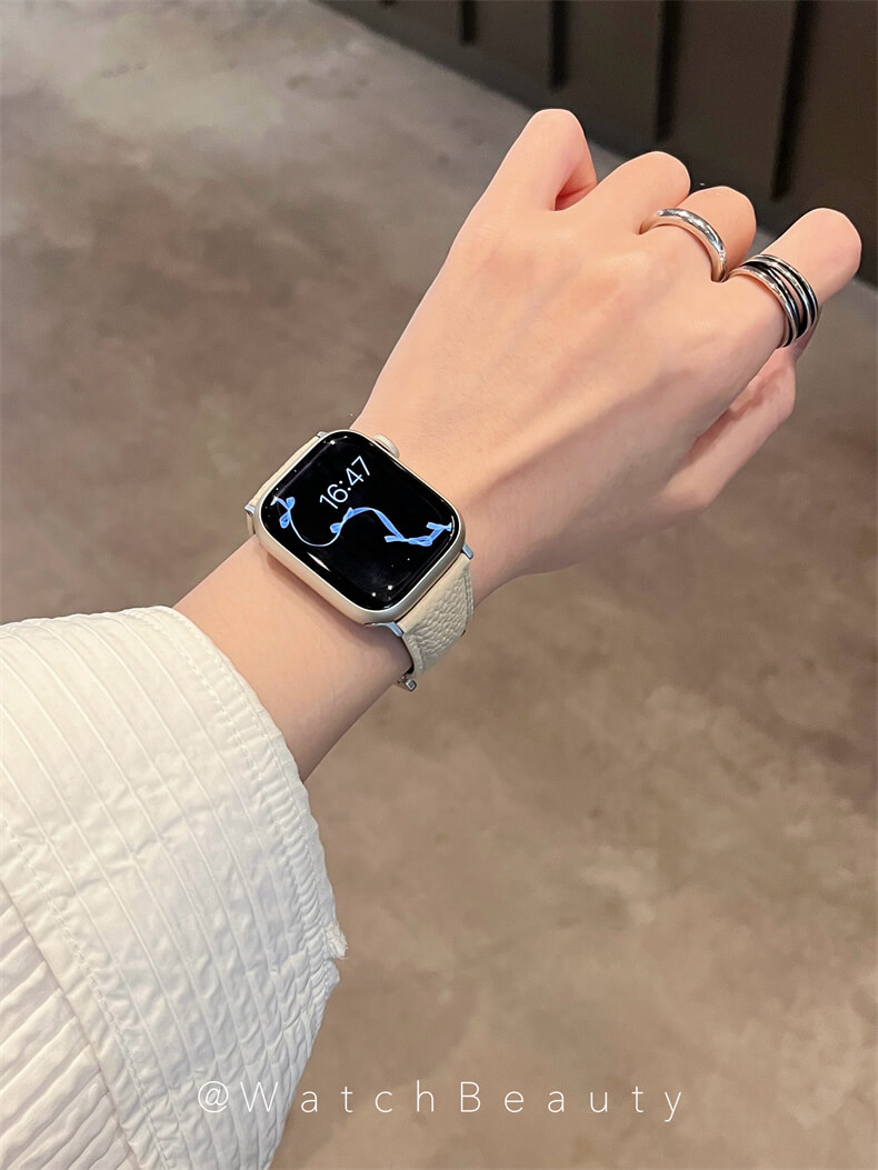 柔軟荔枝紋H磁吸扣錶帶適用apple watch