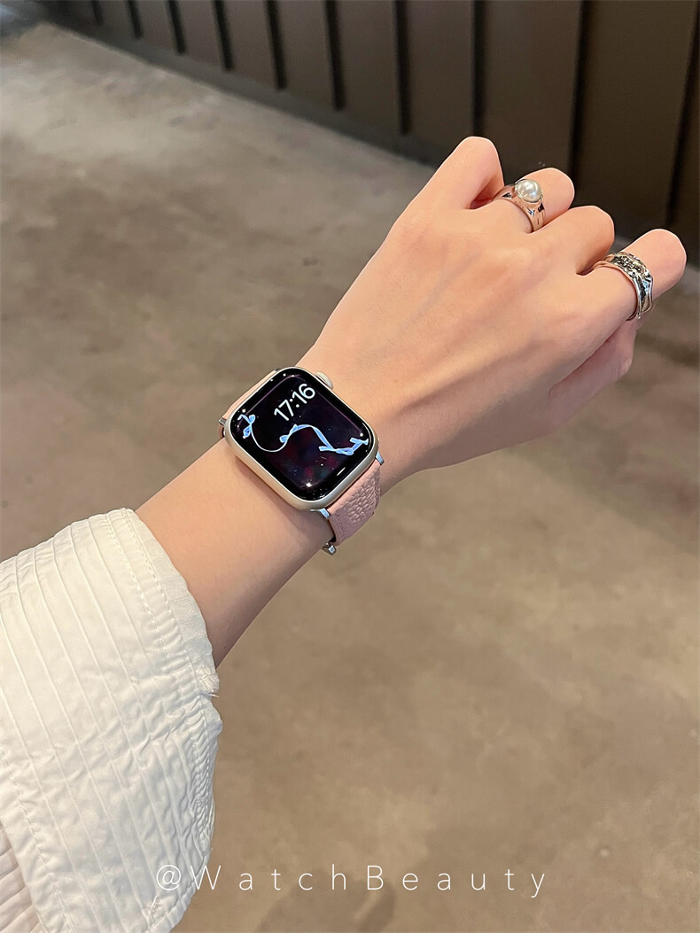 柔軟荔枝紋H磁吸扣錶帶適用apple watch