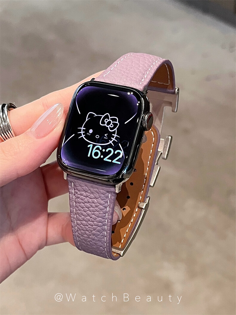 柔軟荔枝紋H磁吸扣錶帶適用apple watch