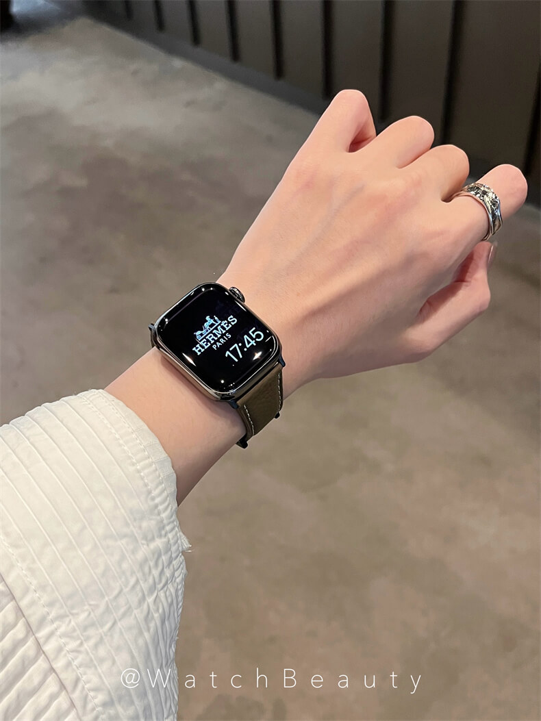 柔軟荔枝紋H磁吸扣錶帶適用apple watch