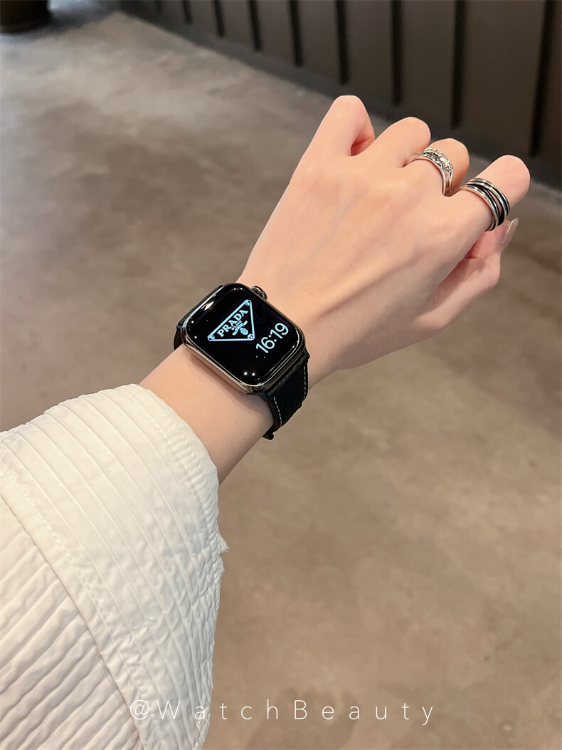 柔軟荔枝紋H磁吸扣錶帶適用apple watch