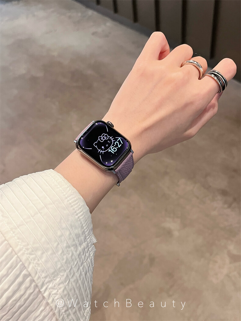 柔軟荔枝紋H磁吸扣錶帶適用apple watch