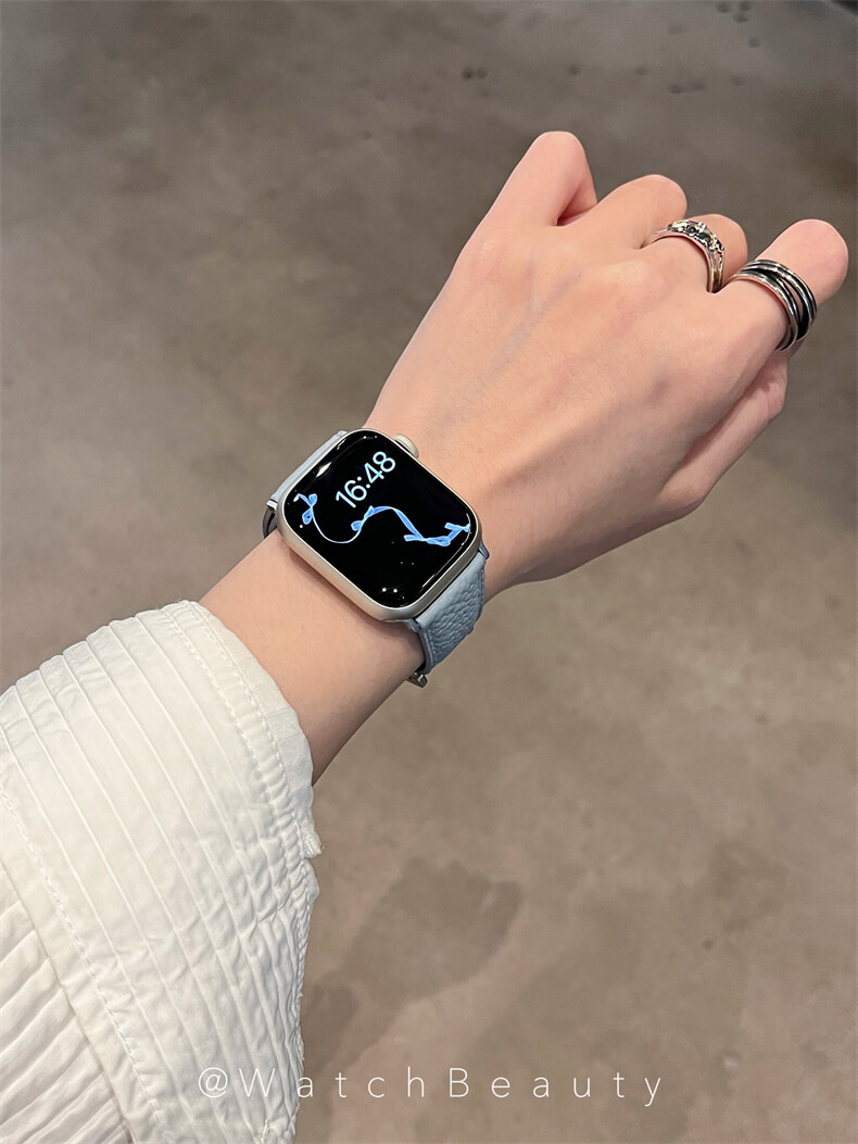 柔軟荔枝紋H磁吸扣錶帶適用apple watch